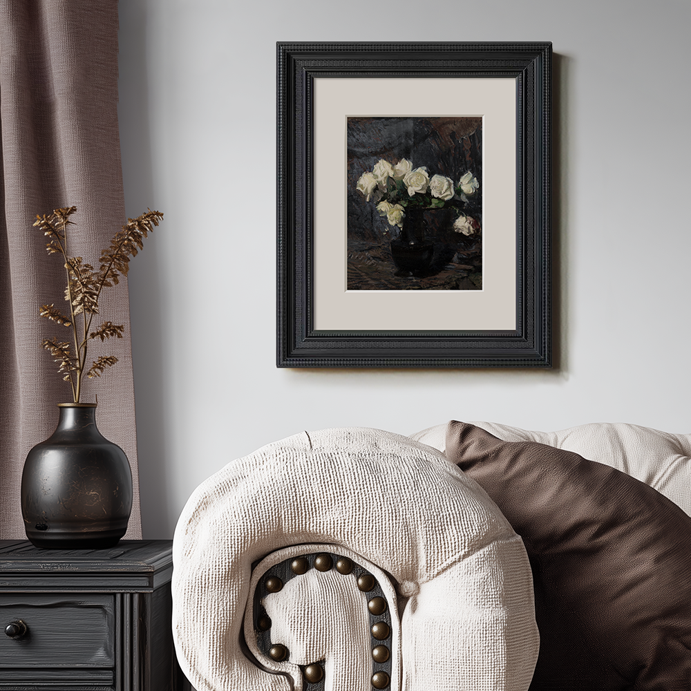 White Roses In A Dark Vase
