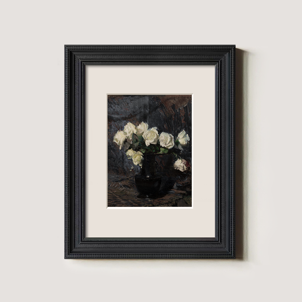 White Roses In A Dark Vase