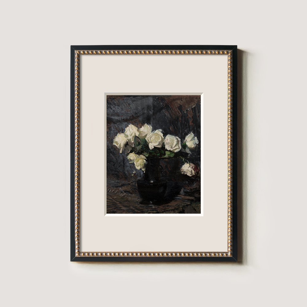 White Roses In A Dark Vase
