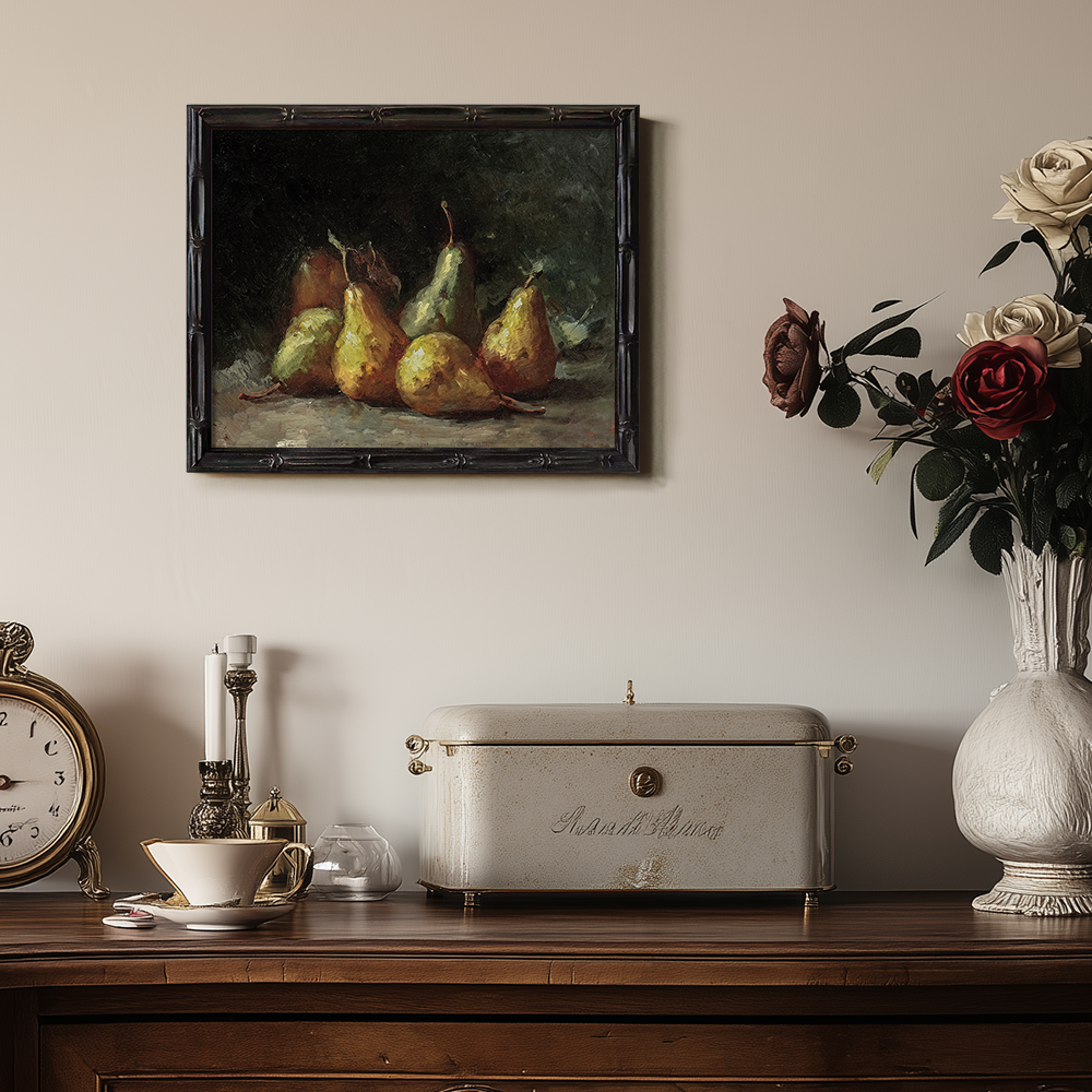 Close-Up Still Life Art of Pears