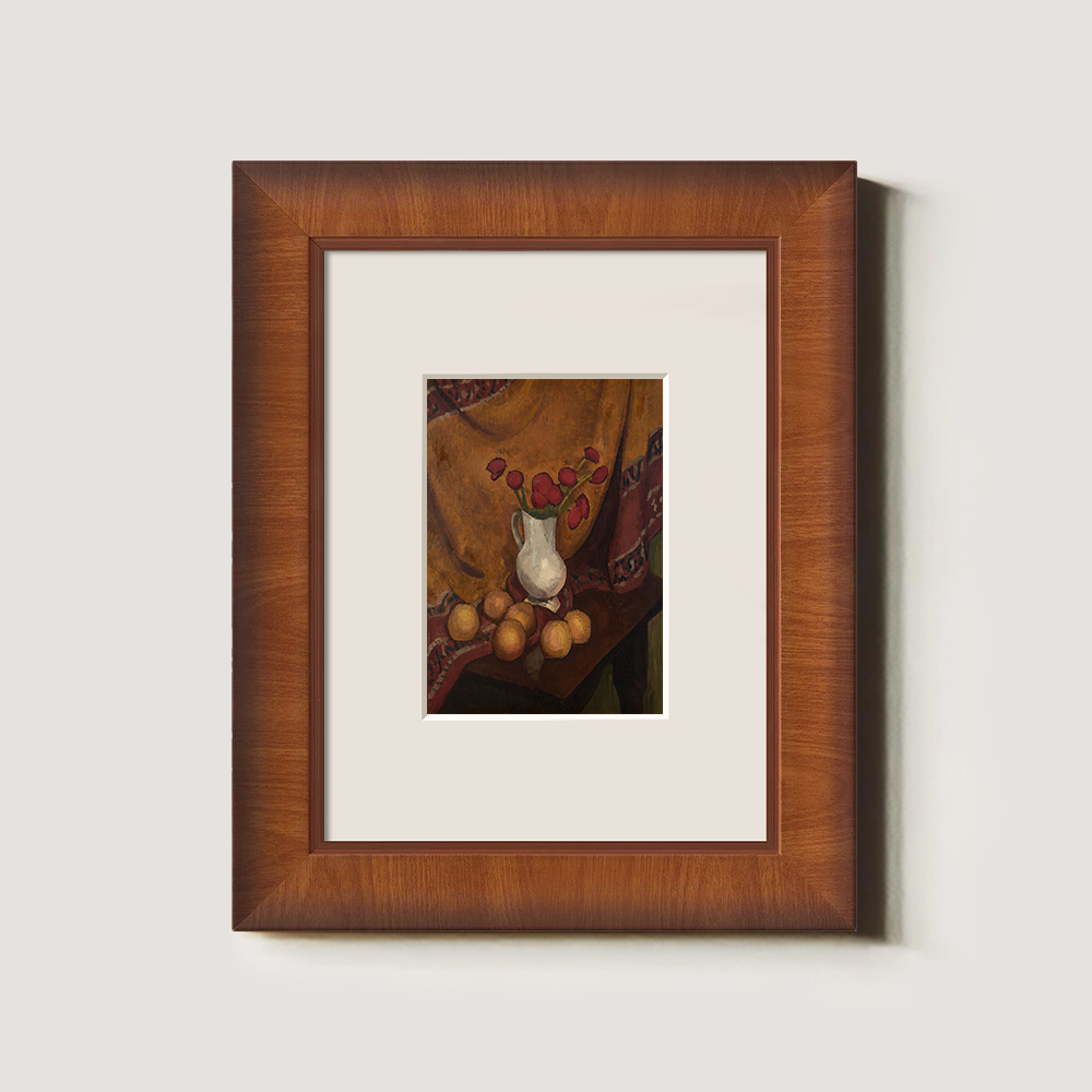Still Life With Red Flowers And Oranges