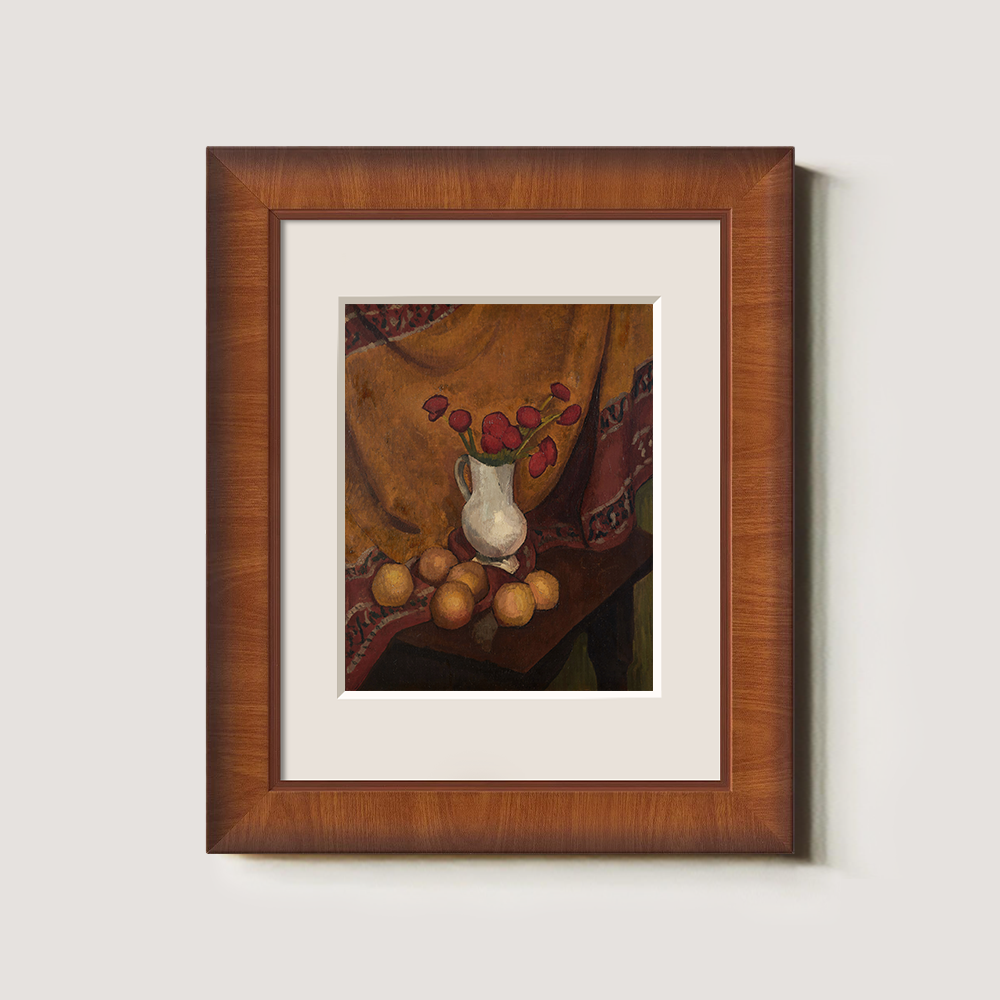 Still Life With Red Flowers And Oranges