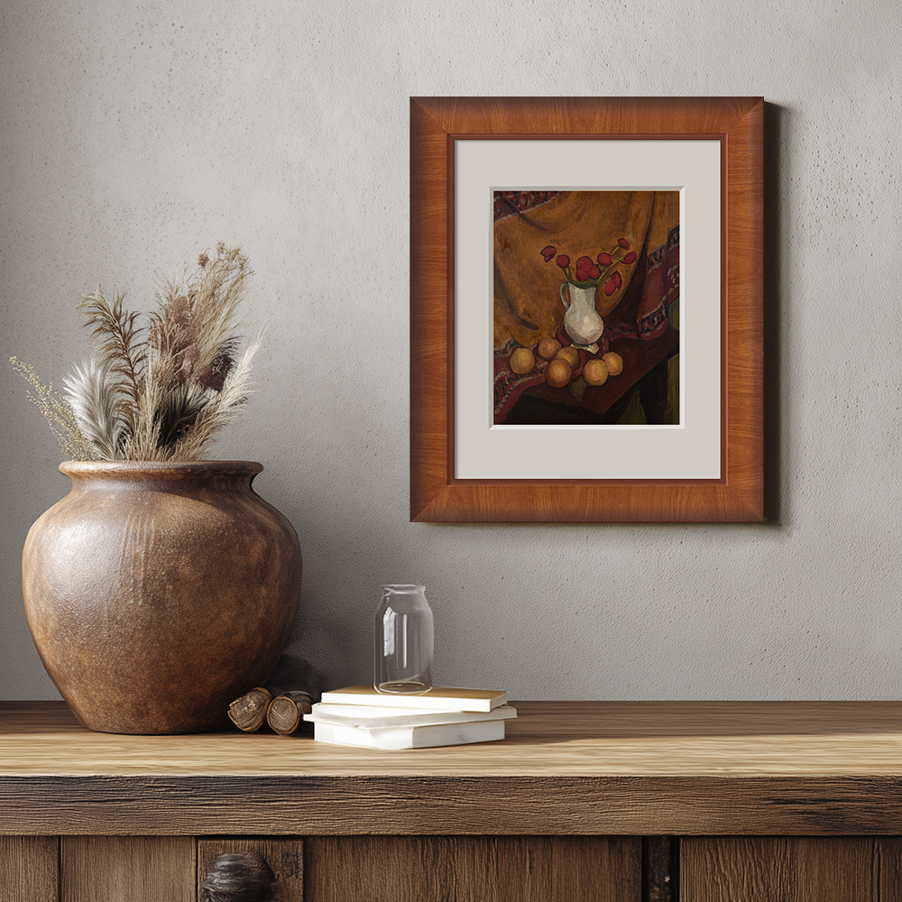 Still Life With Red Flowers And Oranges