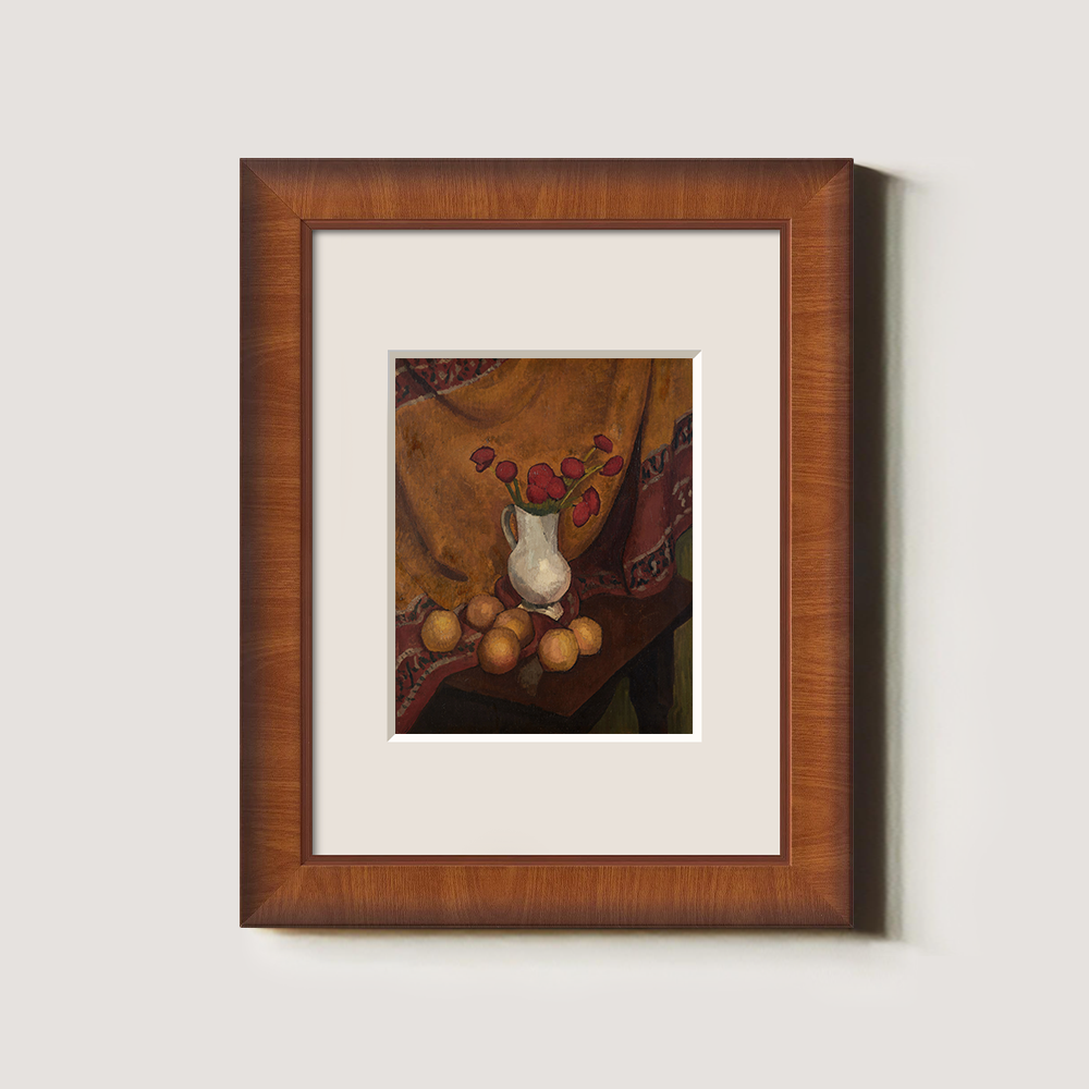 Still Life With Red Flowers And Oranges