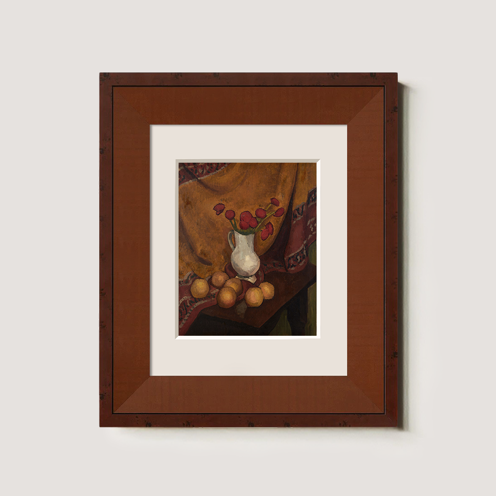 Still Life With Red Flowers And Oranges