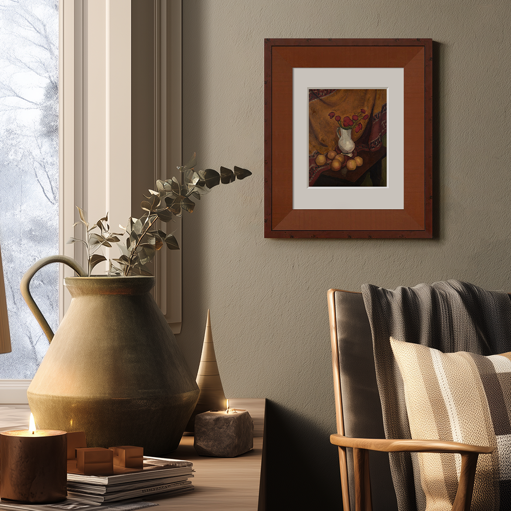 Still Life With Red Flowers And Oranges