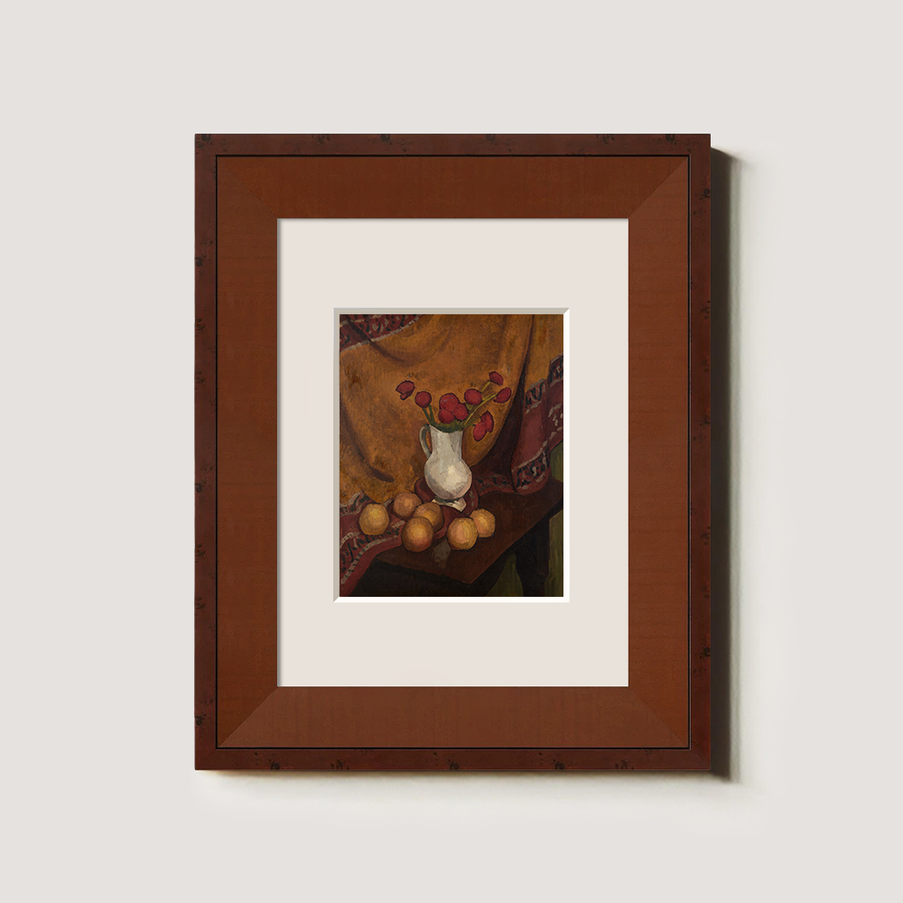 Still Life With Red Flowers And Oranges