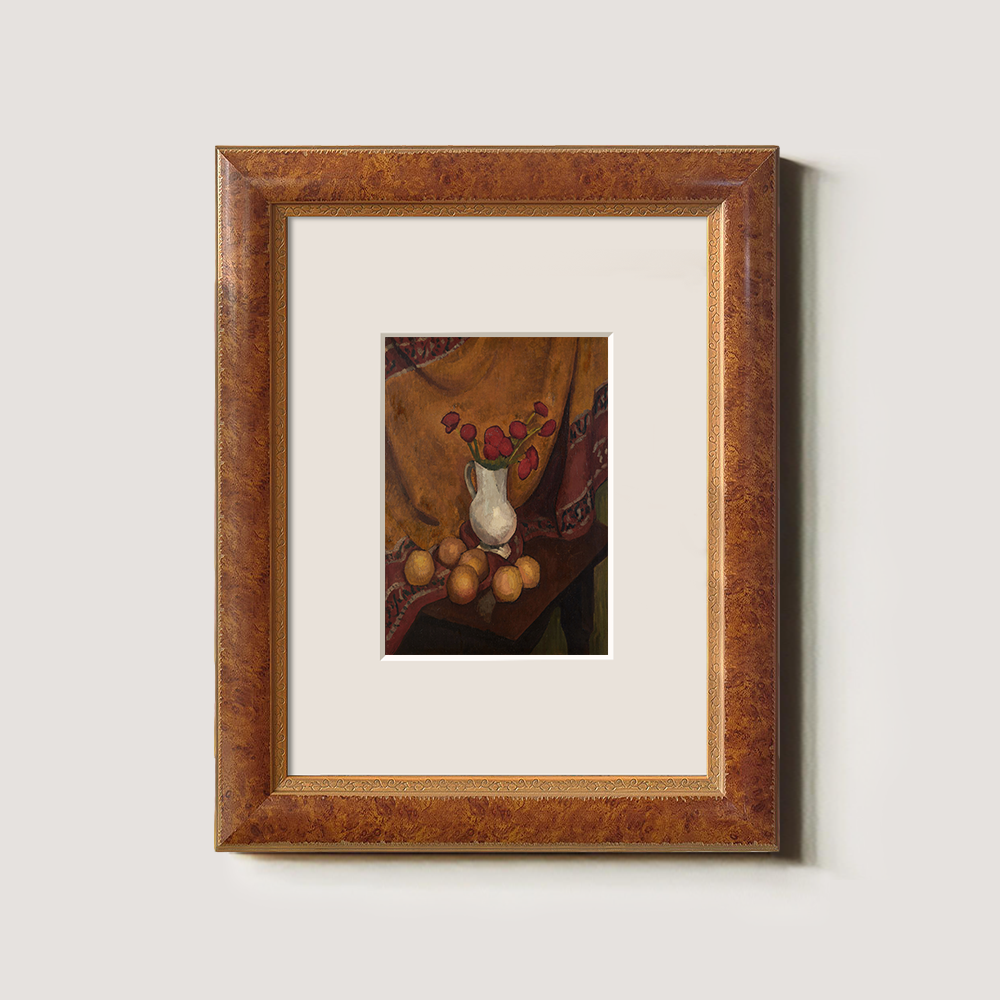 Still Life With Red Flowers And Oranges