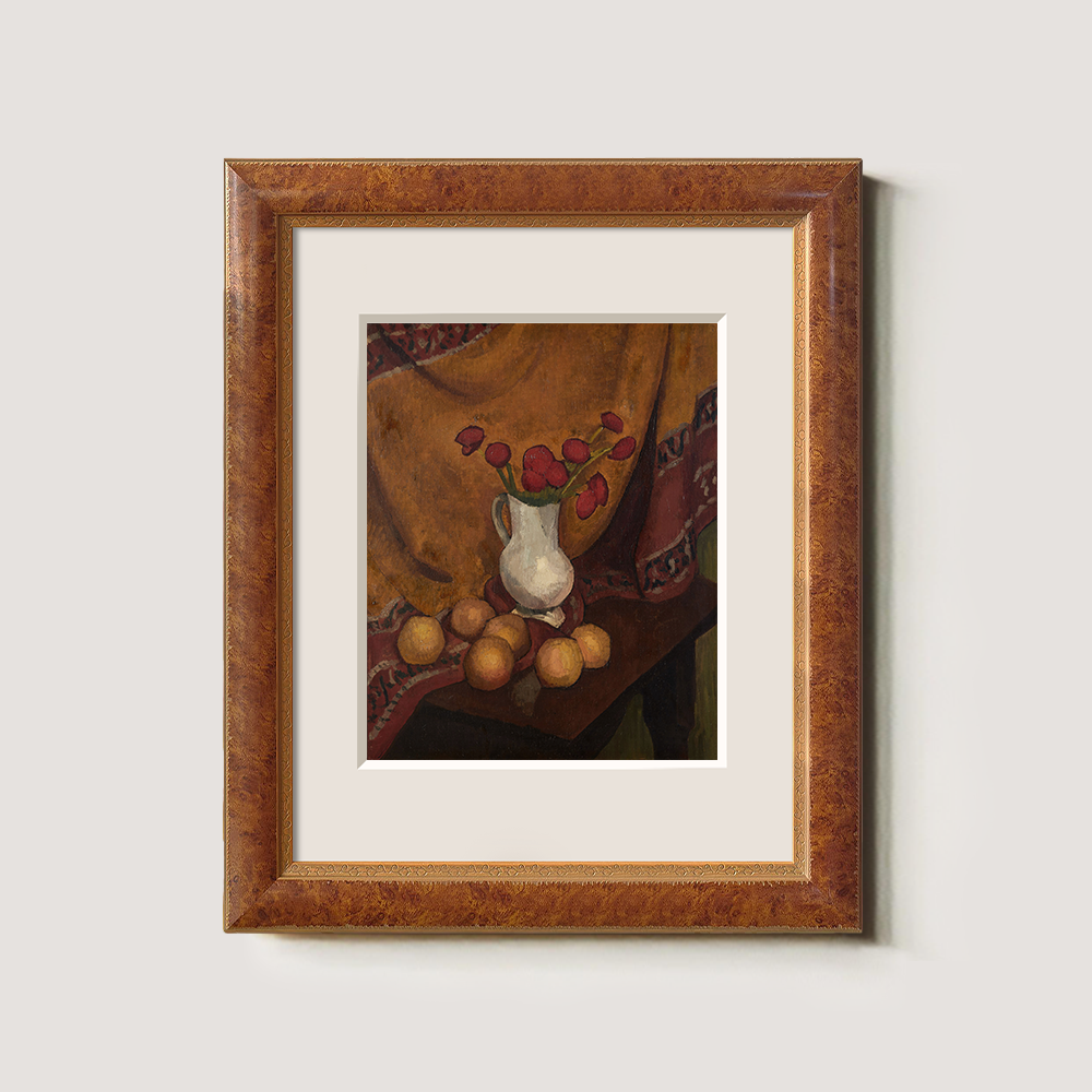 Still Life With Red Flowers And Oranges