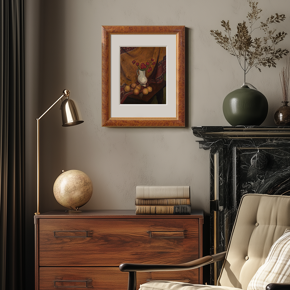 Still Life With Red Flowers And Oranges