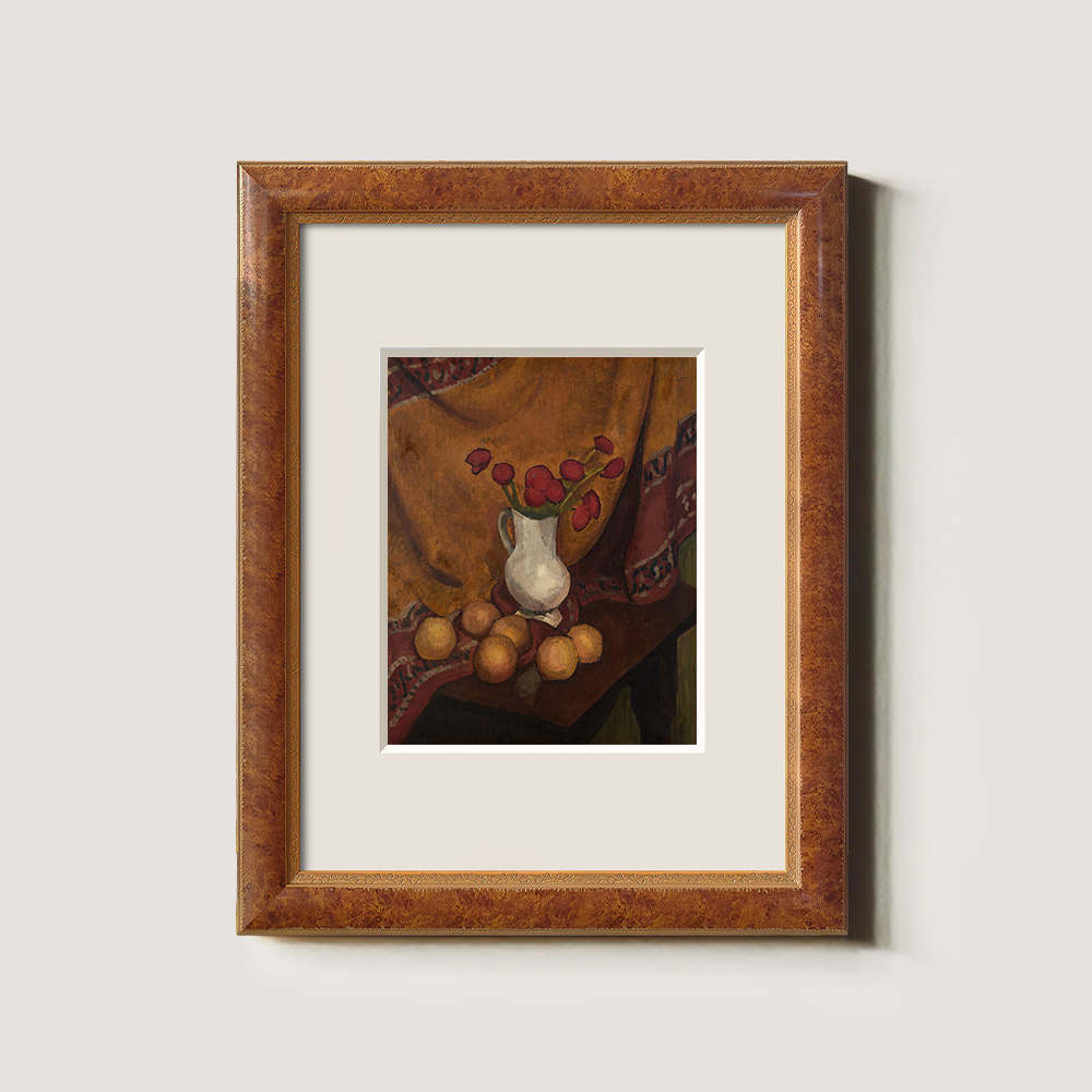 Still Life With Red Flowers And Oranges