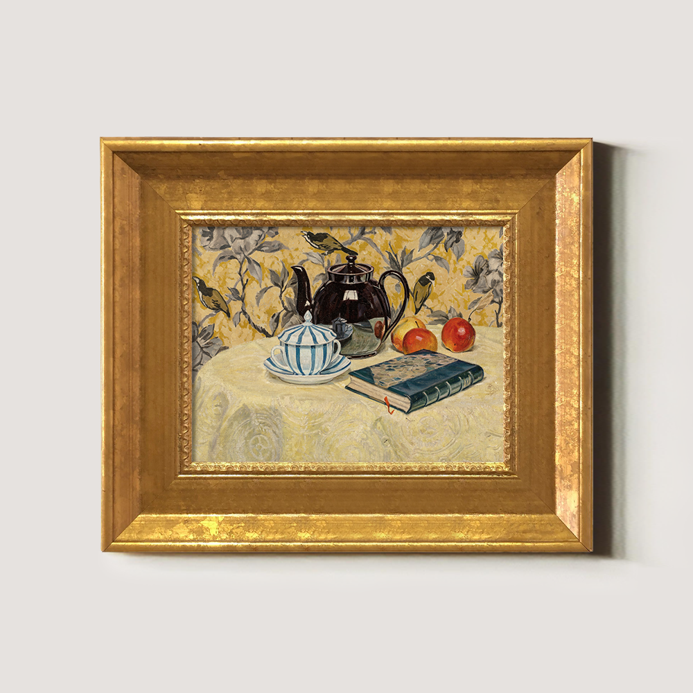 Whimsical Tea Repose Watercolor Still Life