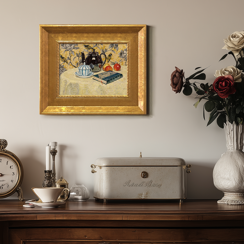 Whimsical Tea Repose Watercolor Still Life