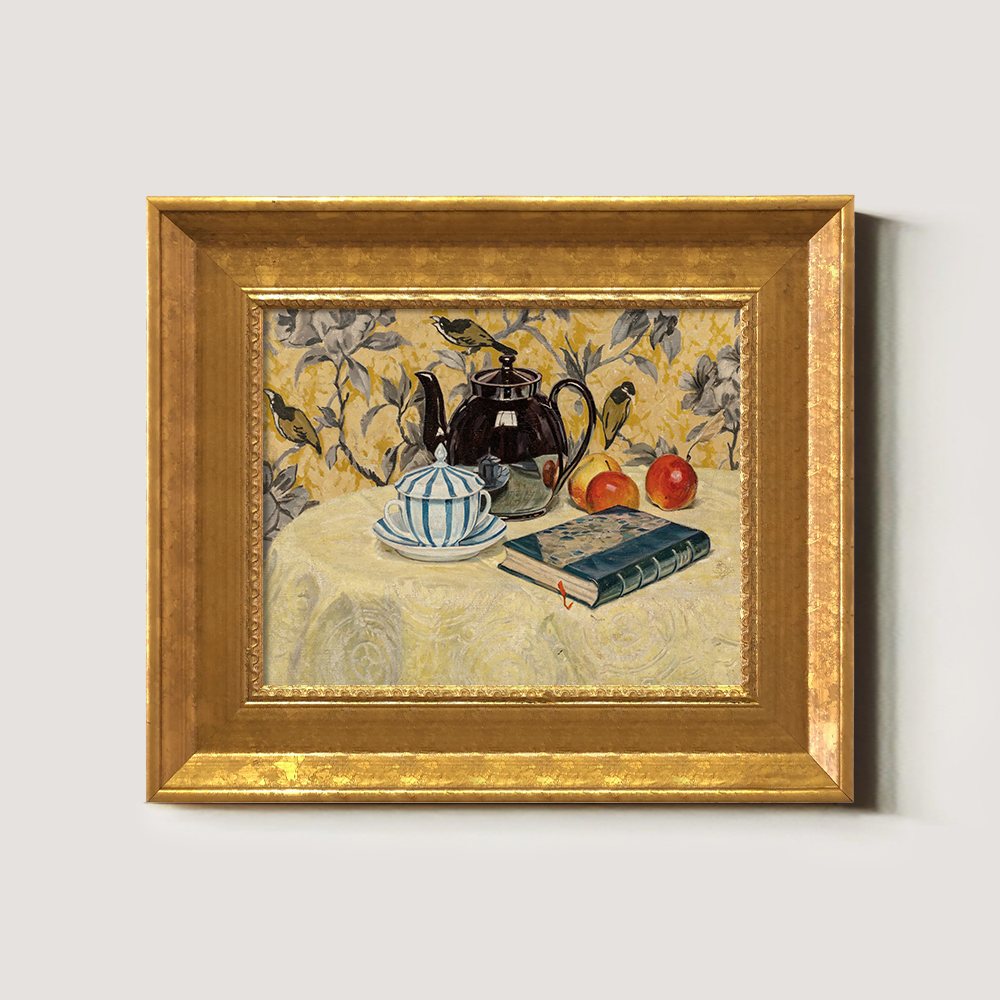 Whimsical Tea Repose Watercolor Still Life