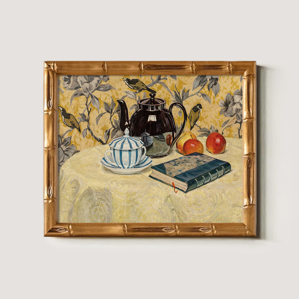 Whimsical Tea Repose Watercolor Still Life