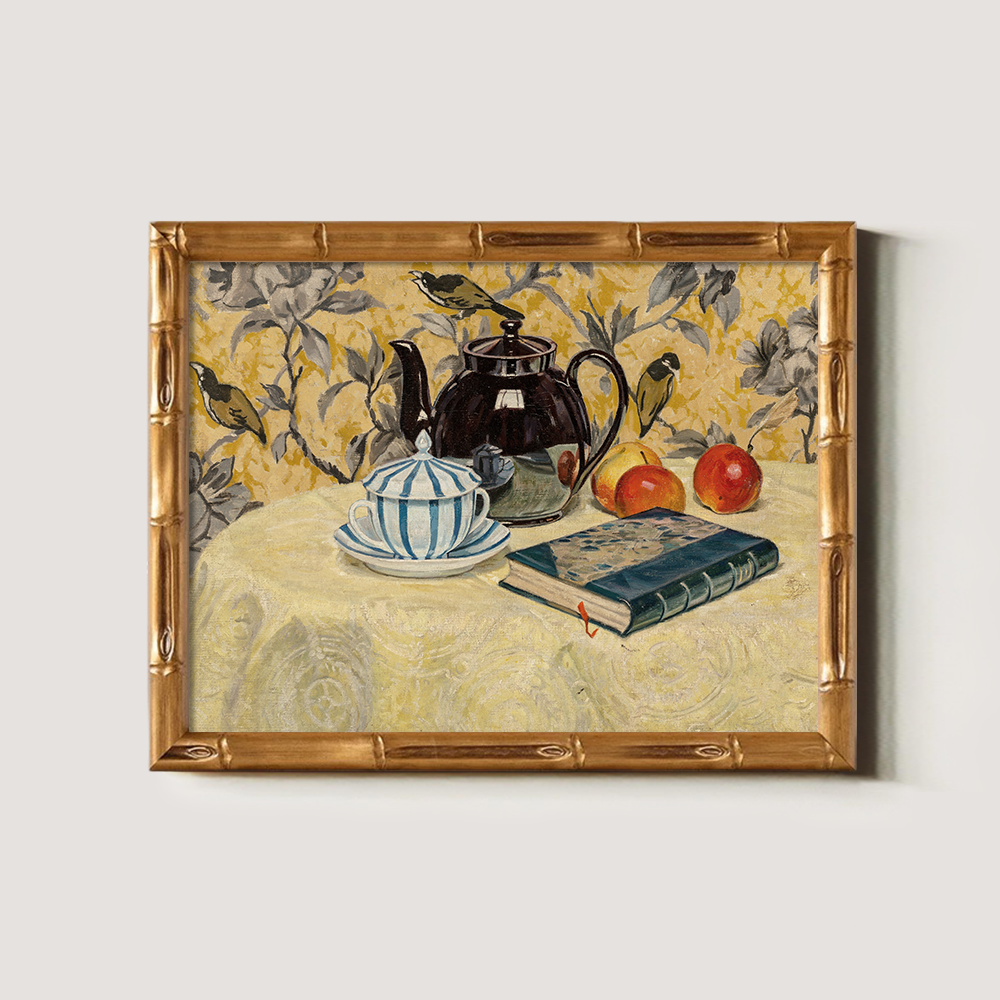 Whimsical Tea Repose Watercolor Still Life