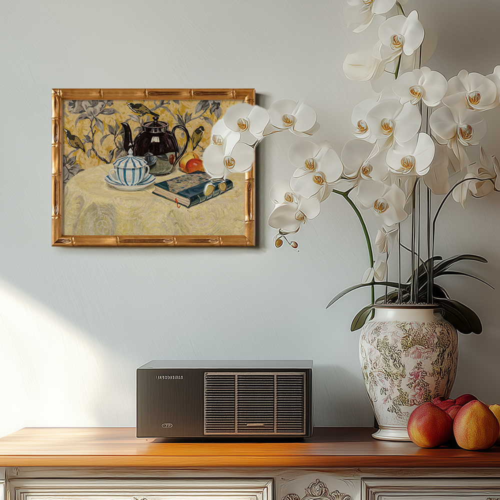 Whimsical Tea Repose Watercolor Still Life