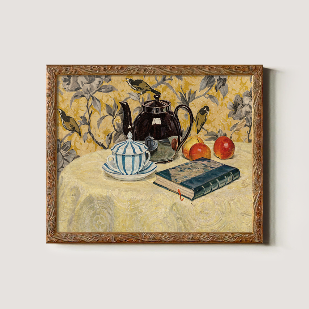 Whimsical Tea Repose Watercolor Still Life