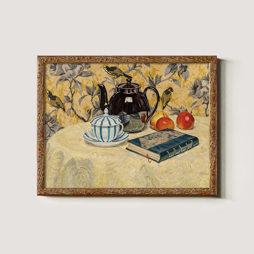 Whimsical Tea Repose Watercolor Still Life
