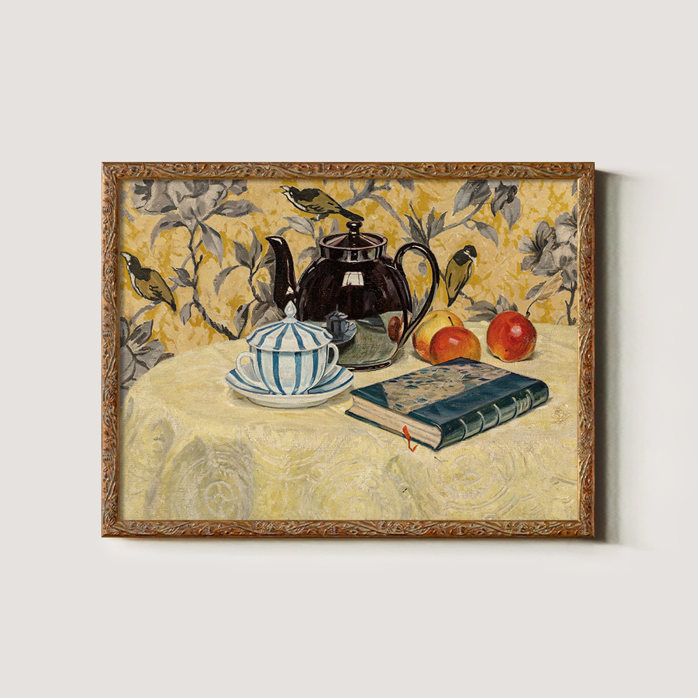 Whimsical Tea Repose Watercolor Still Life