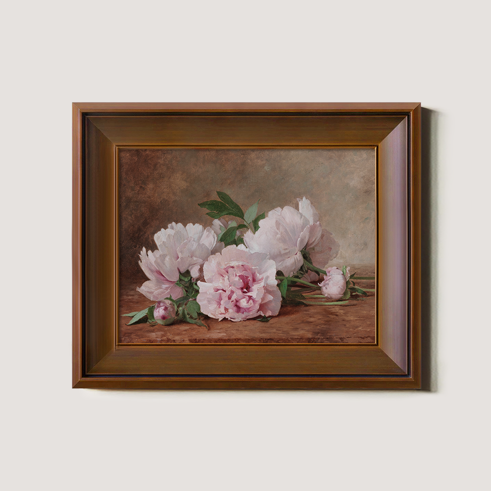White Peonies On A Wooden Table