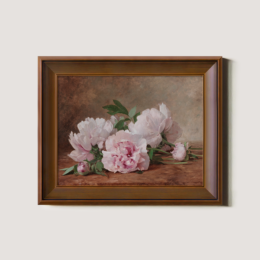 White Peonies On A Wooden Table