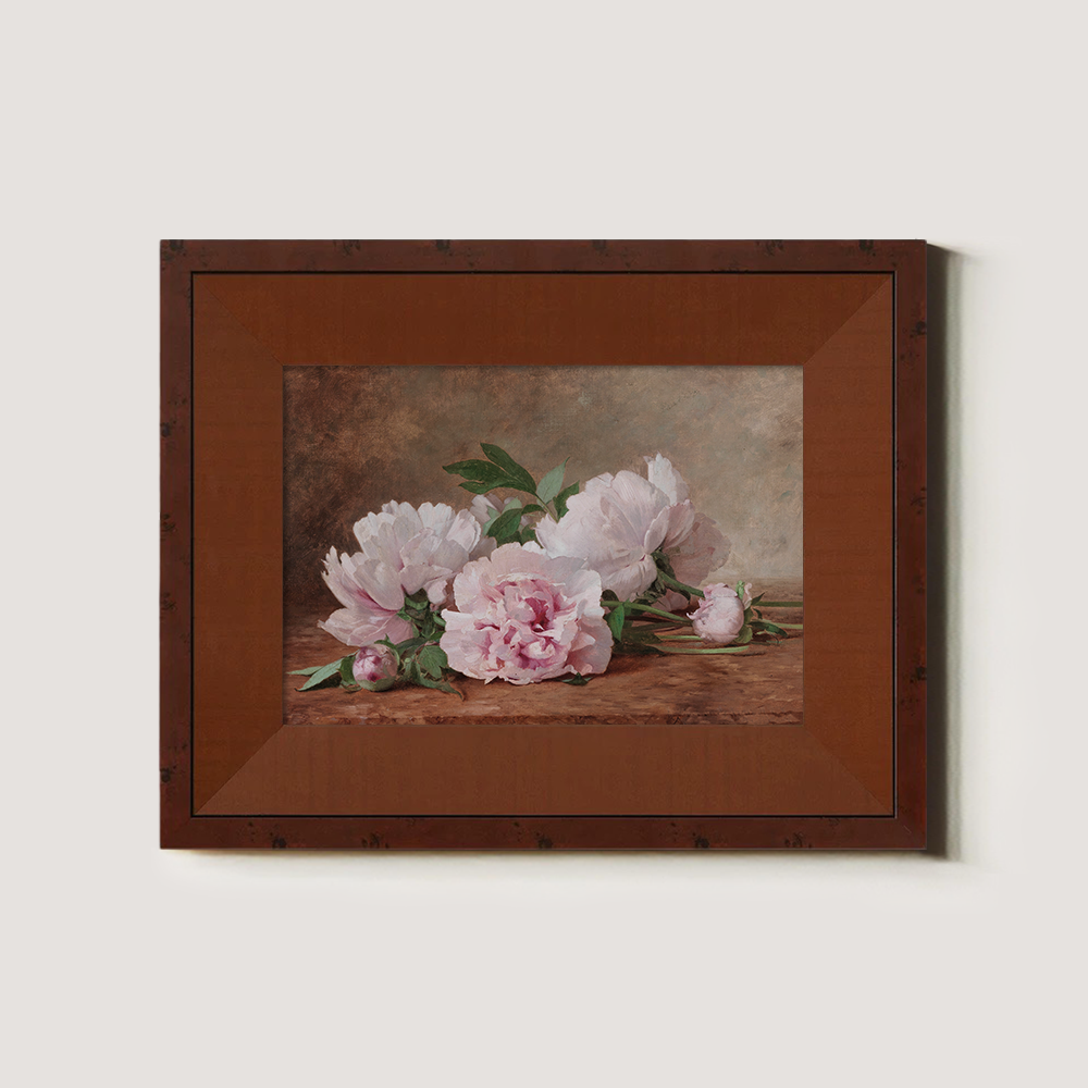 White Peonies On A Wooden Table