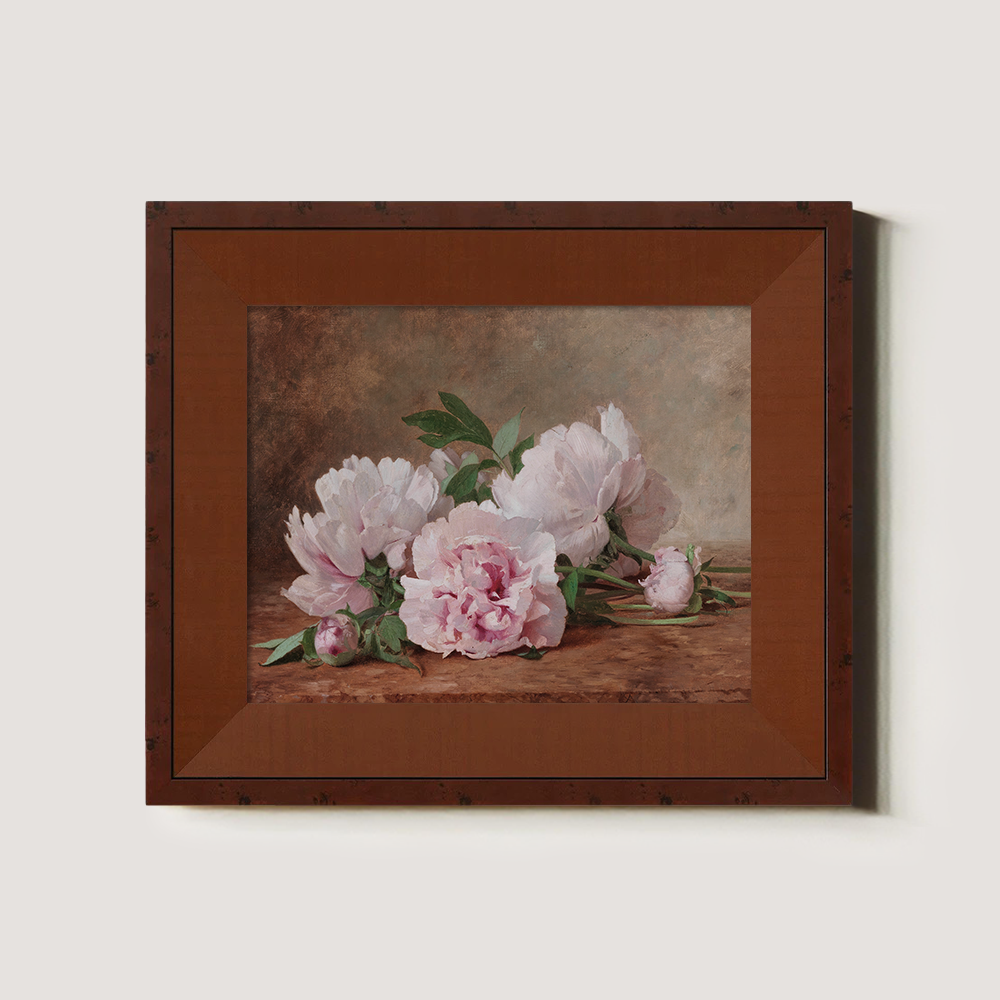 White Peonies On A Wooden Table