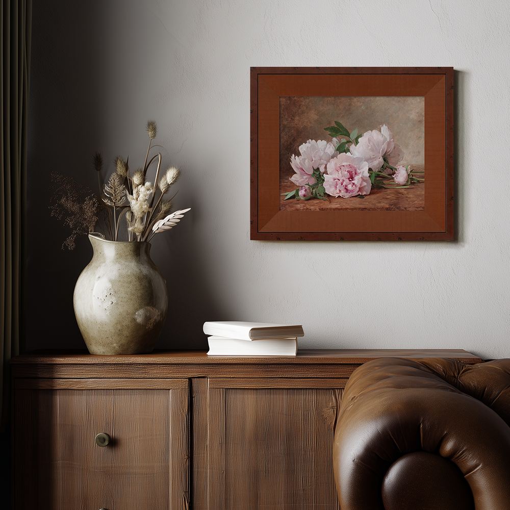 White Peonies On A Wooden Table