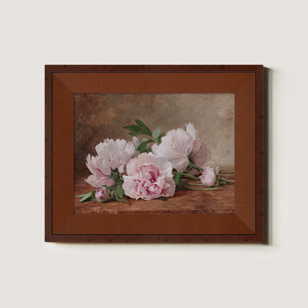 White Peonies On A Wooden Table