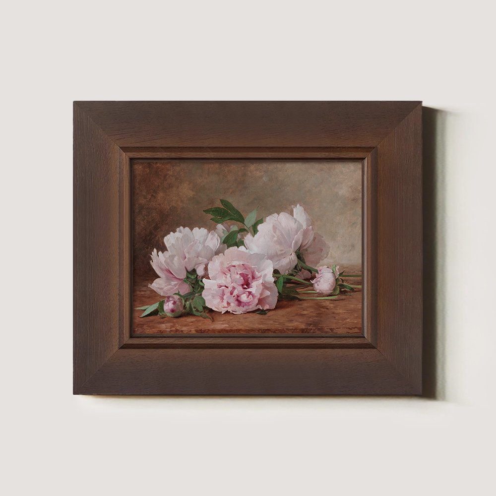 White Peonies On A Wooden Table