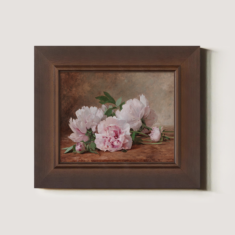 White Peonies On A Wooden Table