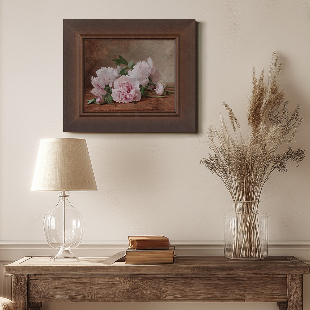 White Peonies On A Wooden Table