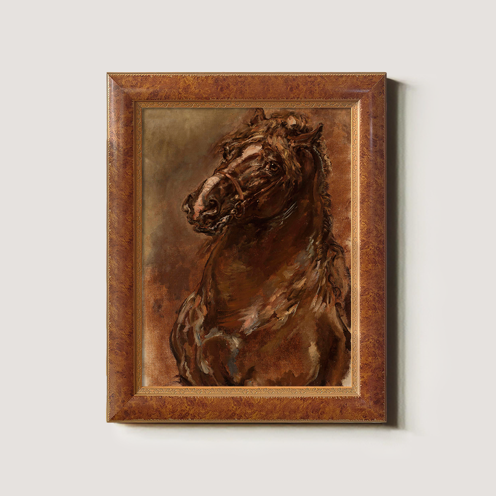 Majestic Stallion Gaze Watercolor Portrait