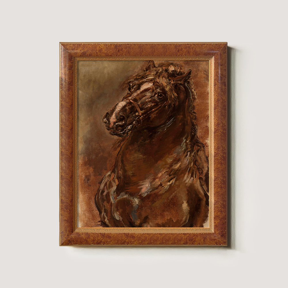 Majestic Stallion Gaze Watercolor Portrait