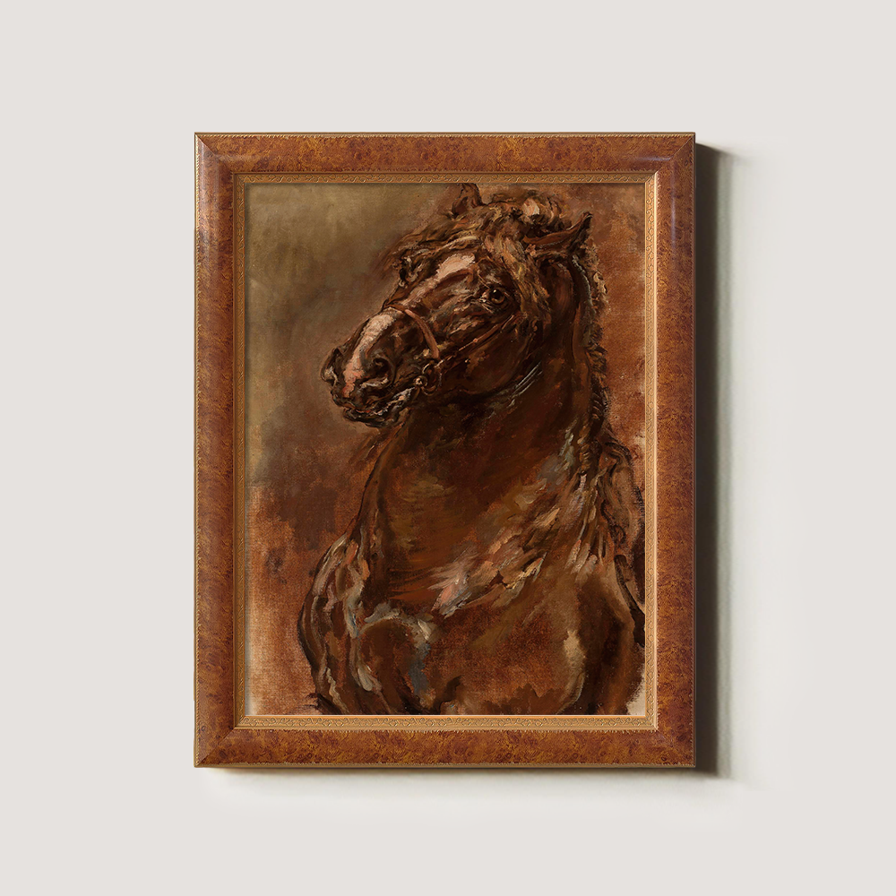 Majestic Stallion Gaze Watercolor Portrait