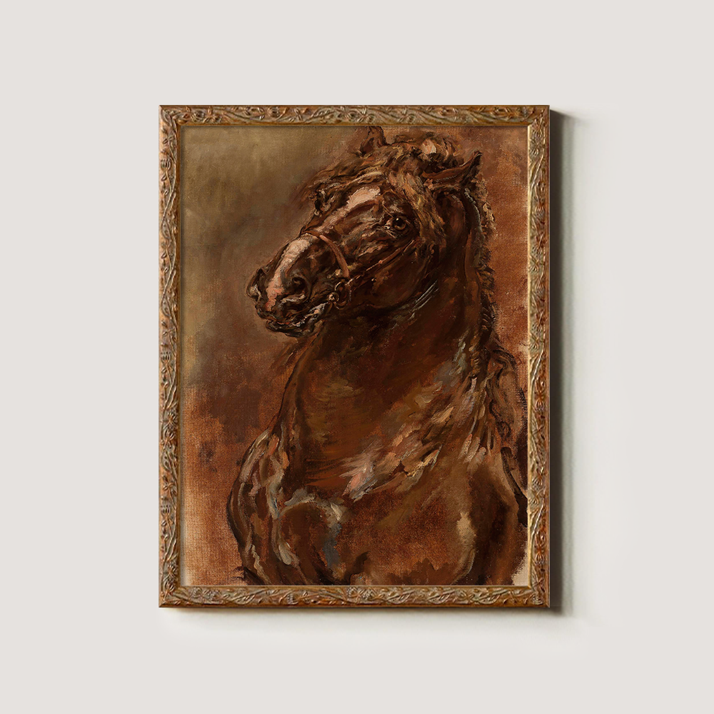 Majestic Stallion Gaze Watercolor Portrait