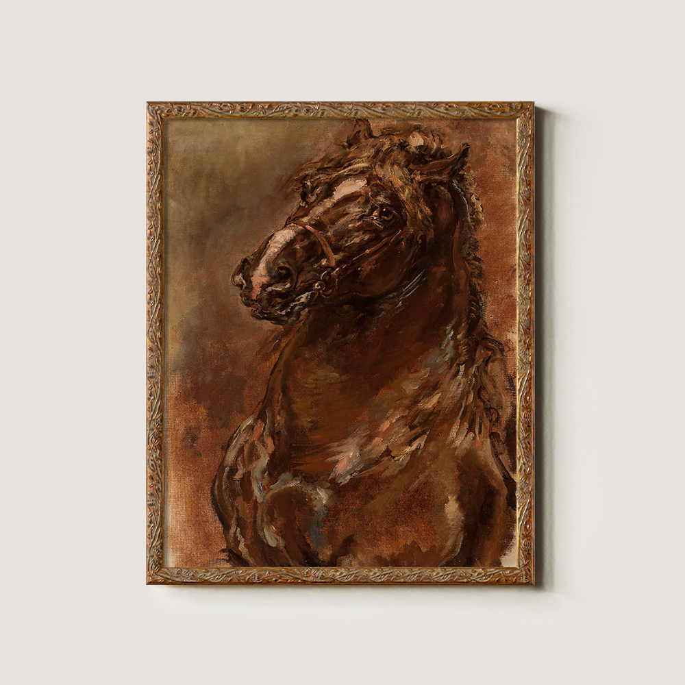 Majestic Stallion Gaze Watercolor Portrait