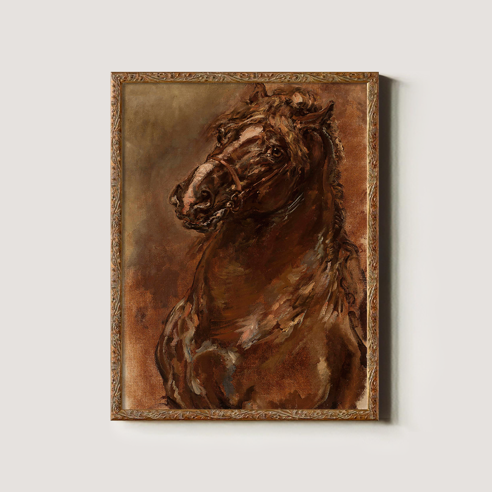 Majestic Stallion Gaze Watercolor Portrait
