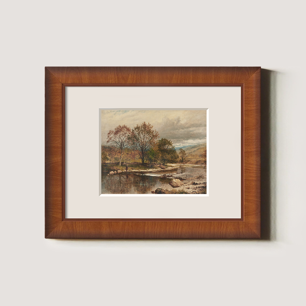 Autumn Suburban Lake View, Vintage Style