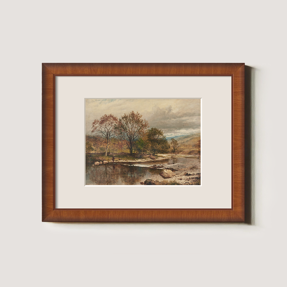 Autumn Suburban Lake View, Vintage Style