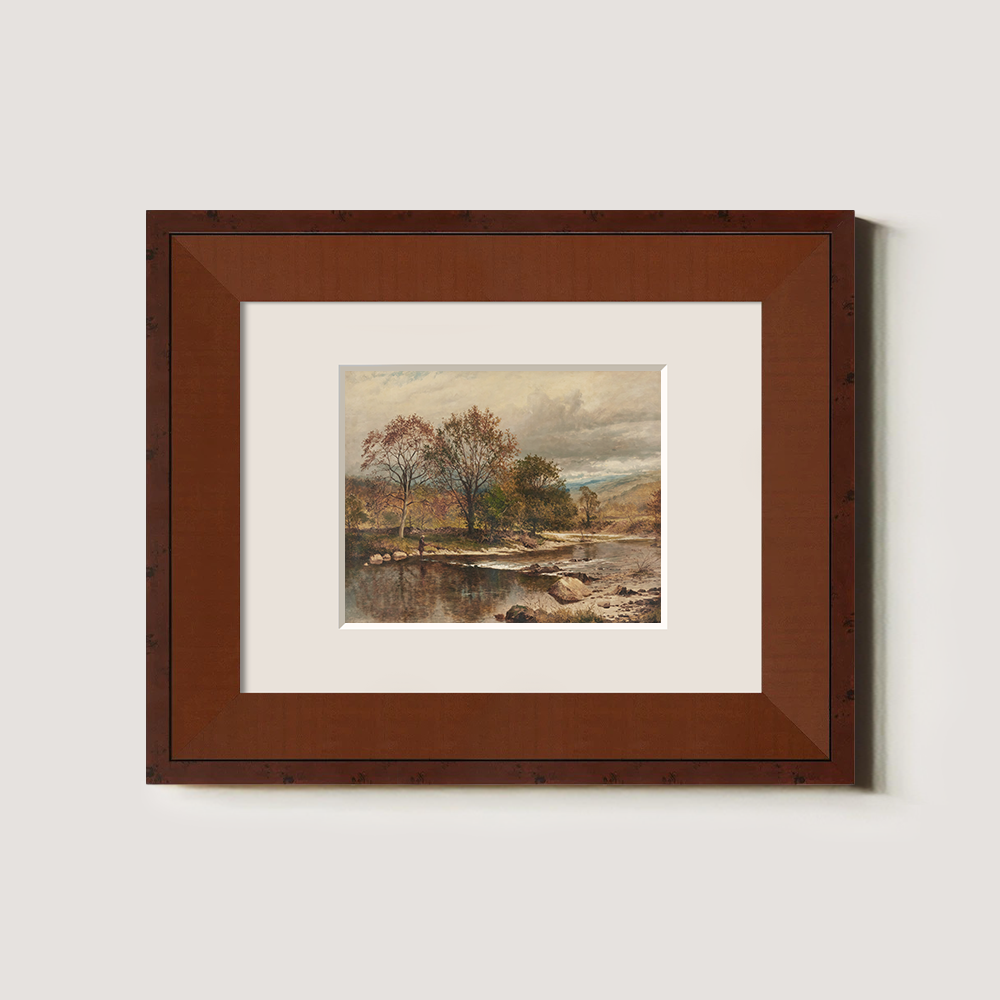 Autumn Suburban Lake View, Vintage Style