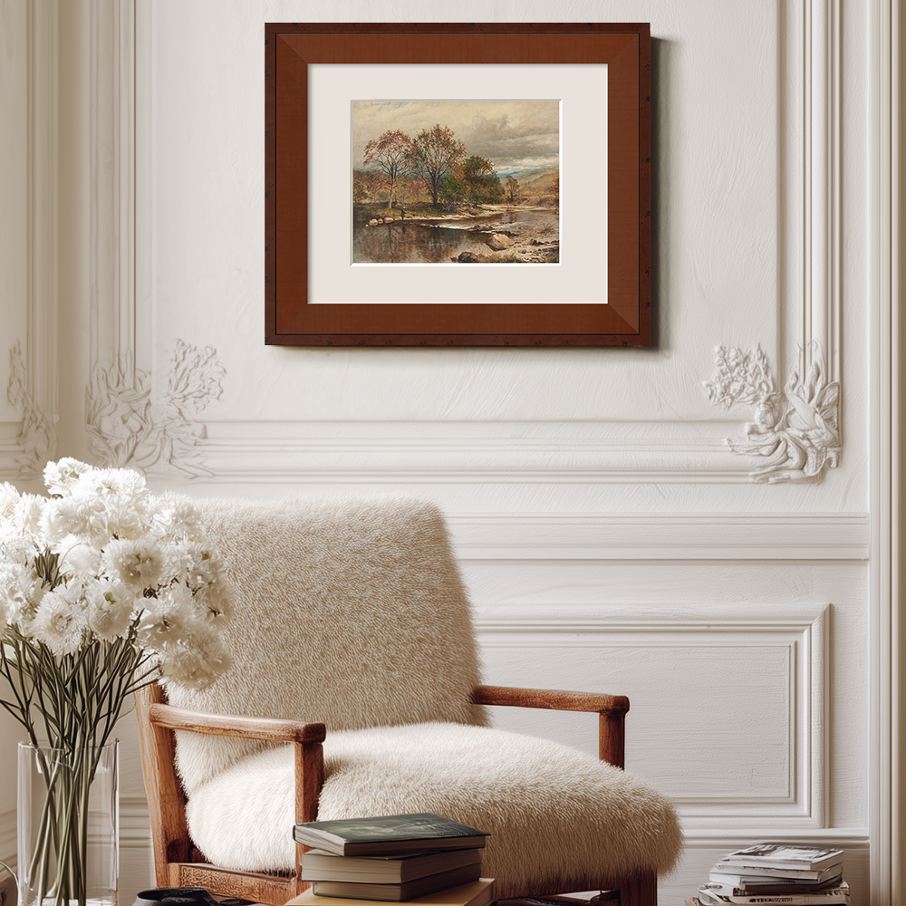 Autumn Suburban Lake View, Vintage Style