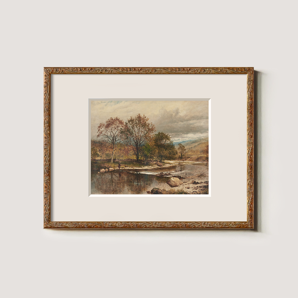 Autumn Suburban Lake View, Vintage Style