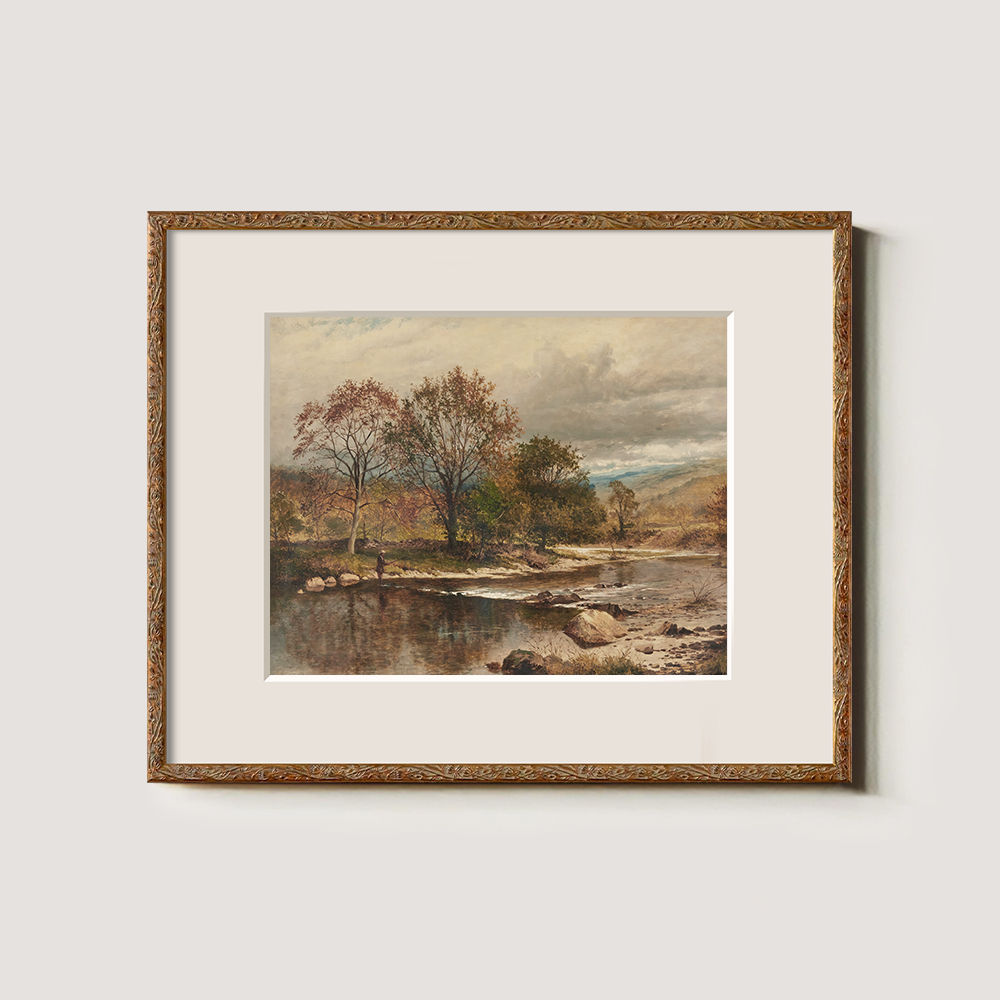 Autumn Suburban Lake View, Vintage Style