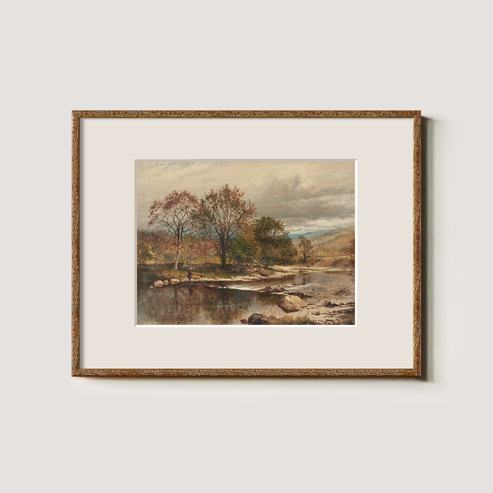 Autumn Suburban Lake View, Vintage Style