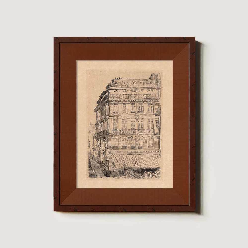 Ornate Parisian Façade Ink Vignette