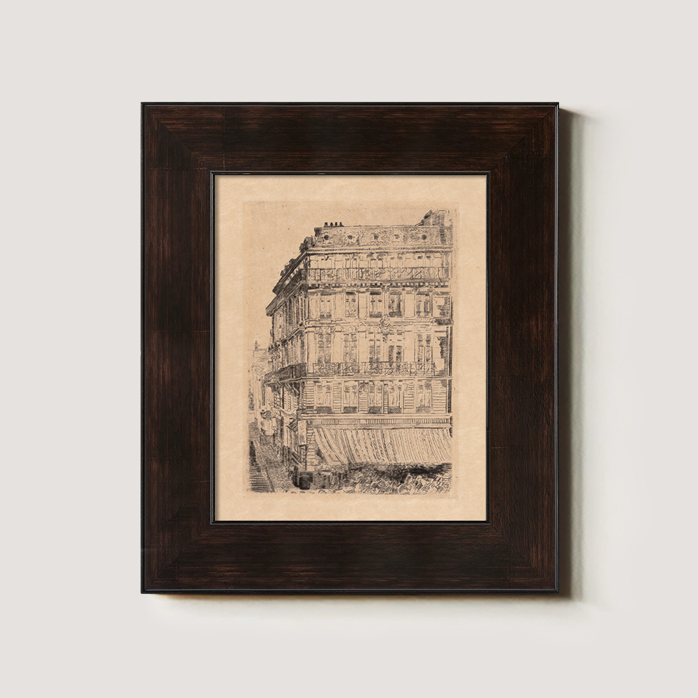 Ornate Parisian Façade Ink Vignette