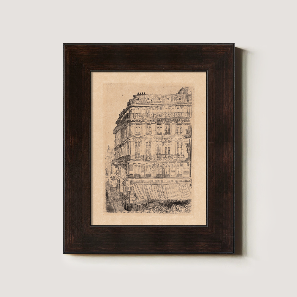Ornate Parisian Façade Ink Vignette