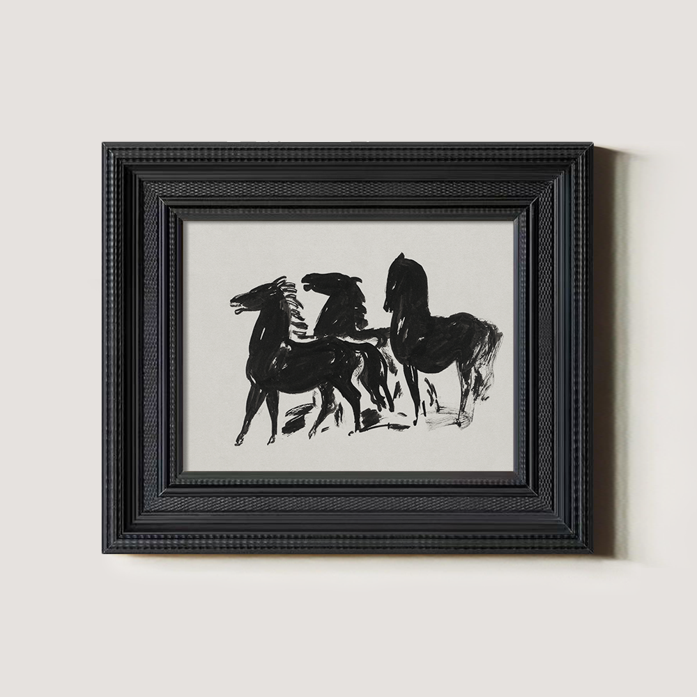 Horse Sketch Black and White Art